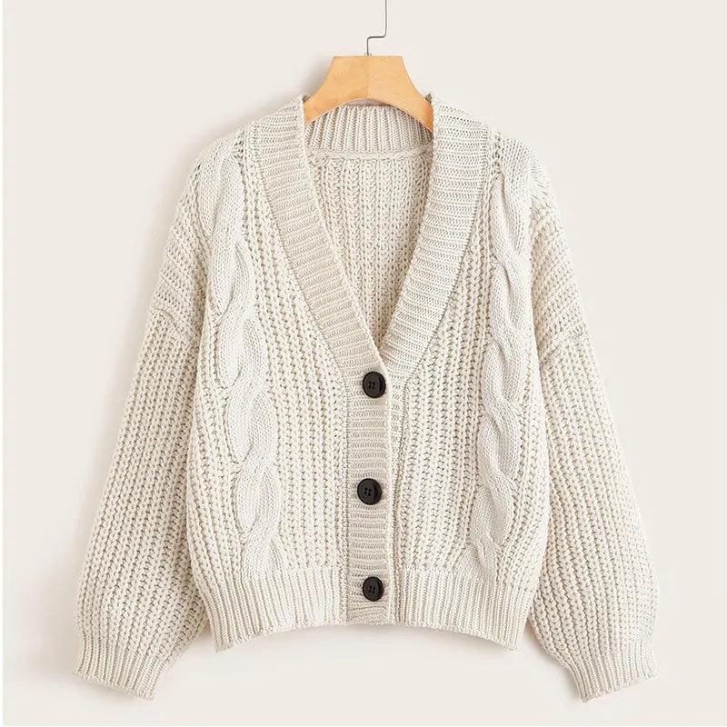 Vintage Knitted V Neck Cardigan - Shoply