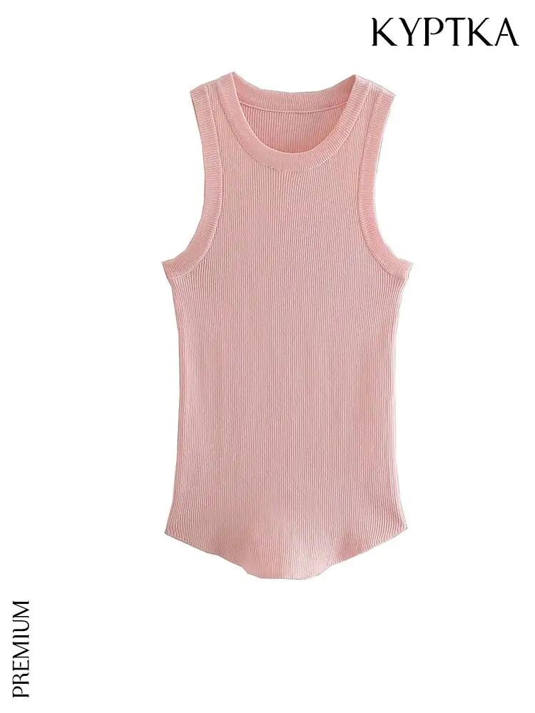 Ribbed Fitted Knit O Neck Sleeveless - Shoply