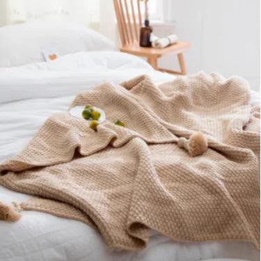 Nordic Fringed Knit Wool Blanket - Shoply