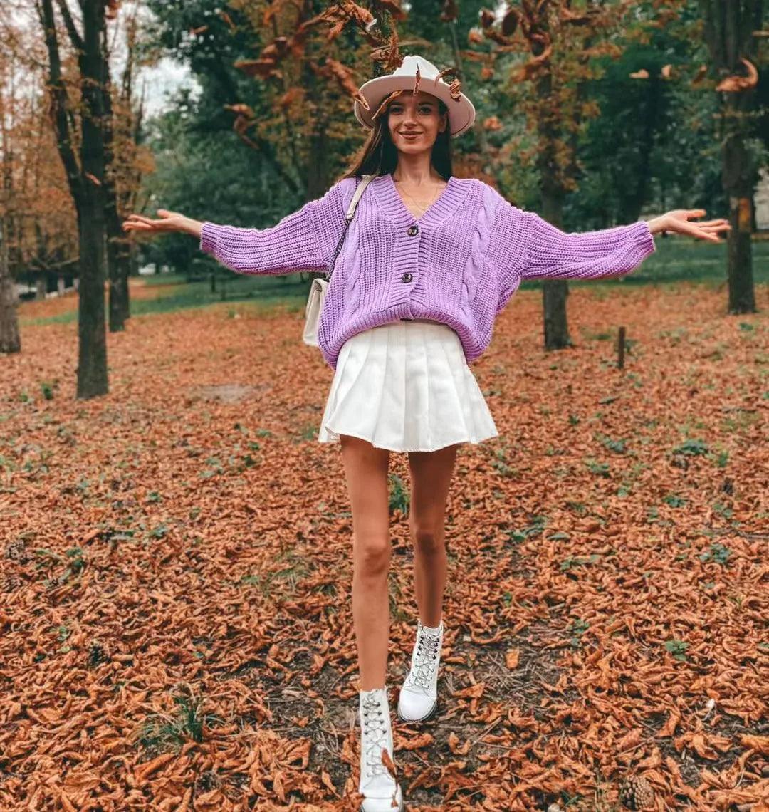 Vintage Knitted V Neck Cardigan - Shoply