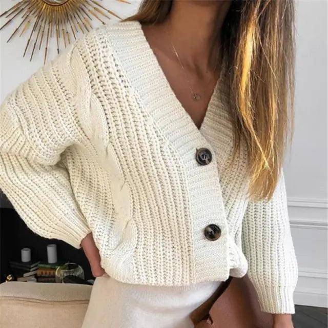 Vintage Knitted V Neck Cardigan - Shoply