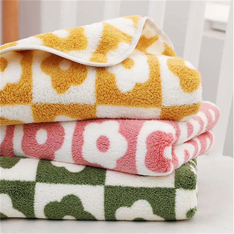 Cute Plaid Flowers Microfiber Towel Bath Towel Soft Face Towels