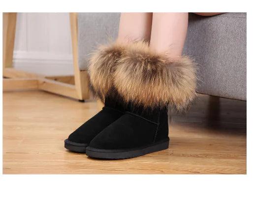 Women's Fox Fur Snow Boots - Shoply