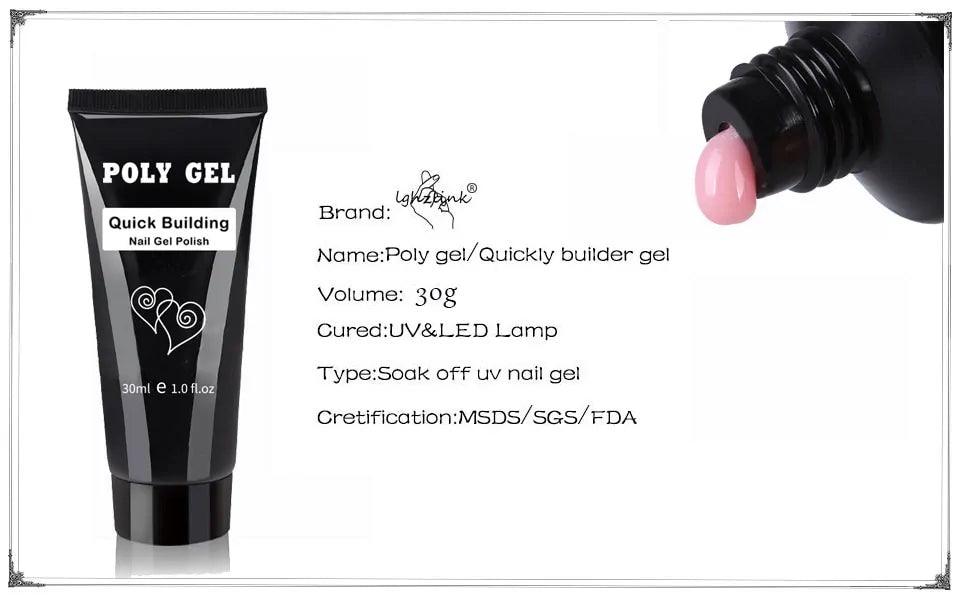 French Nail Art Poly Gel Kit with UV Brush and Nail Tips - Shoply