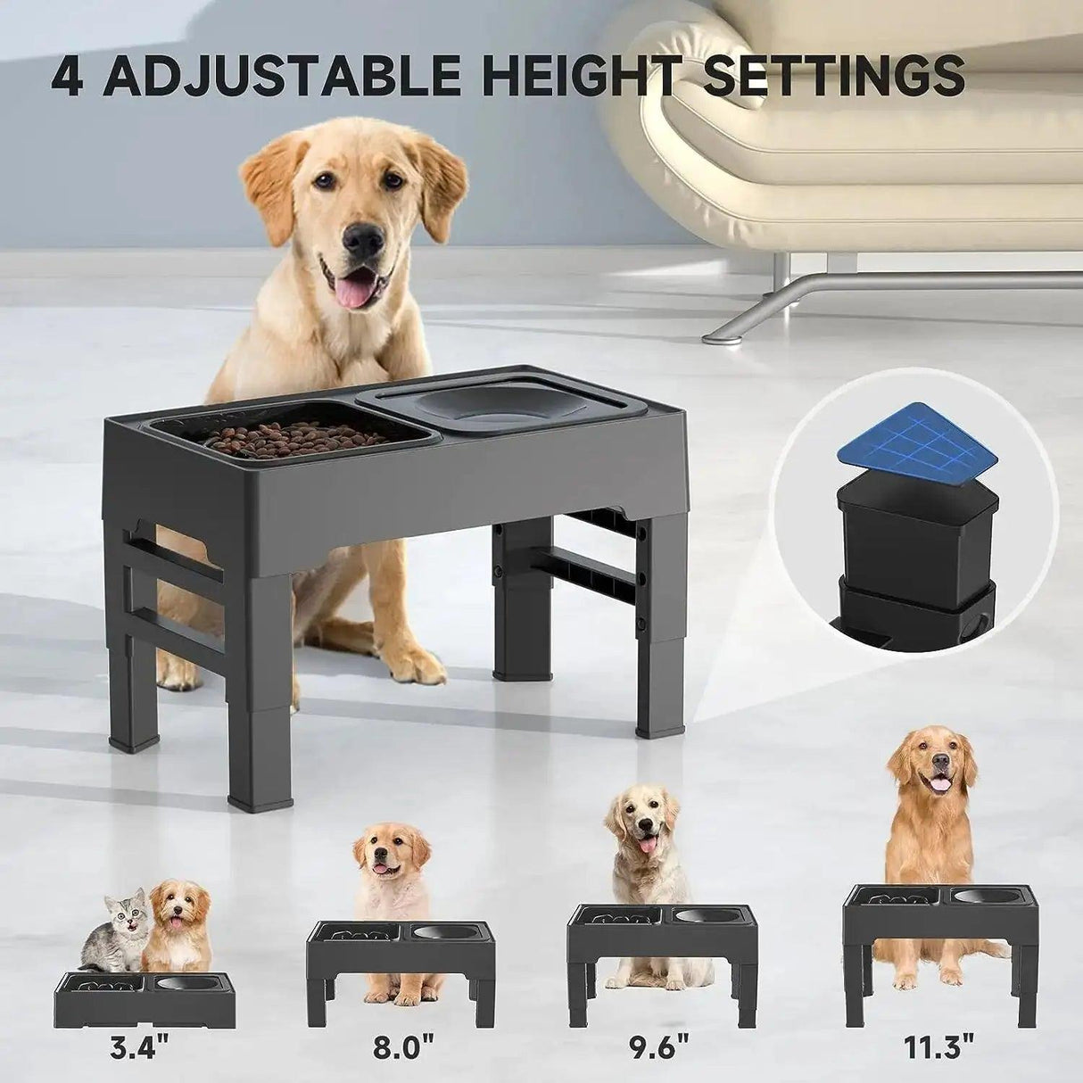 Adjustable Food and Water Bowl - Shoply