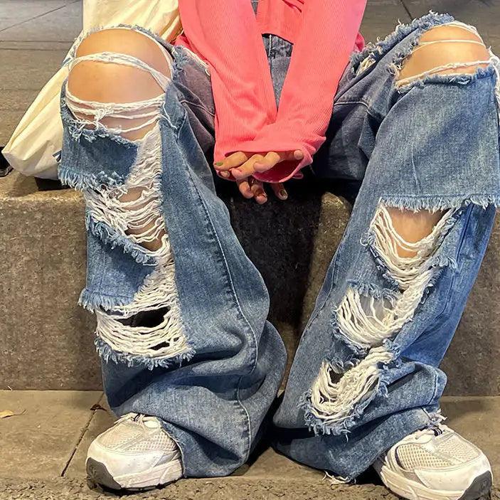 High Waist Ripped Jeans - Shoply