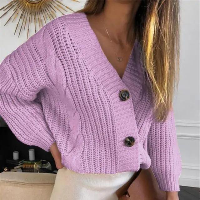 Vintage Knitted V Neck Cardigan - Shoply
