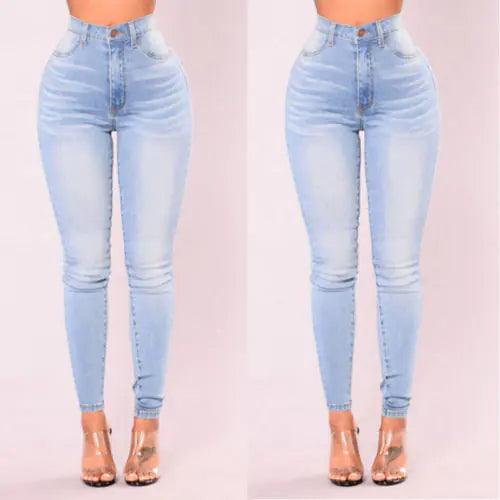 High-Waist Skinny Denim Jeans - Shoply