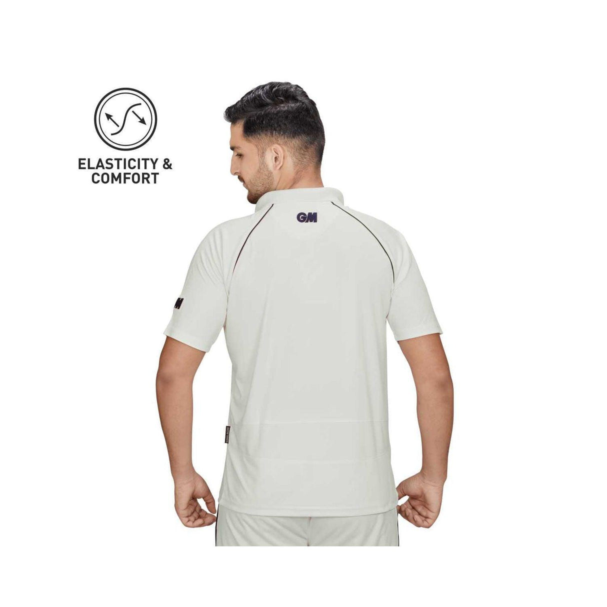 GM Half-Sleeve Cricket Playing Shirt (T-Shirt) - White Color - Mill Sports