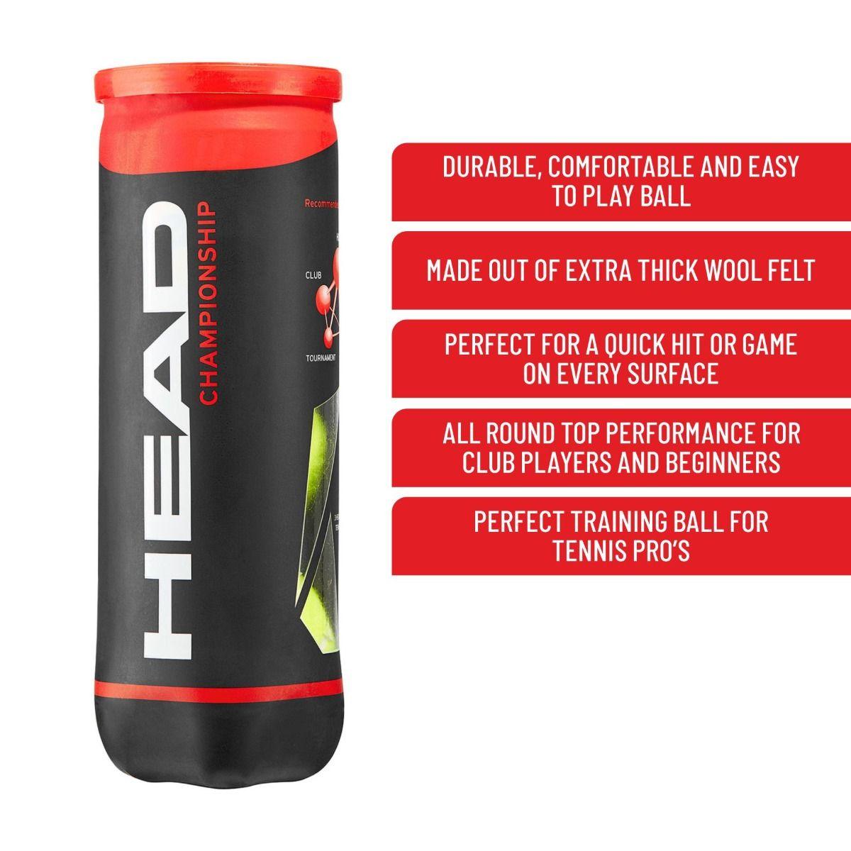 HEAD CHAMPIONSHIP TENNIS BALL CAN (3 BALLS) - Mill Sports