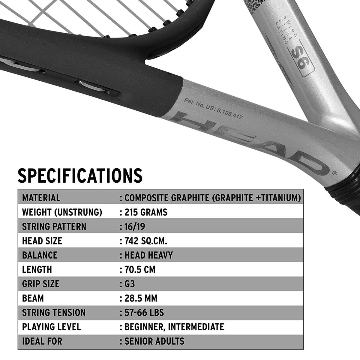 HEAD TI S6 TENNIS RACQUET MILL SPORTS