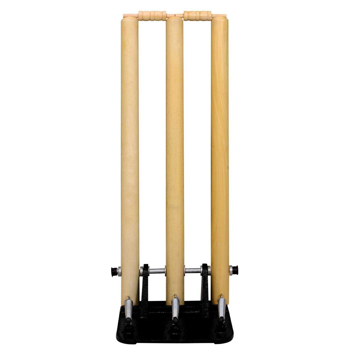 GM Spring Cricket Stumps Set of 3 Stumps & 2 Bails (With Iron Base) - Mill Sports