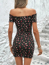 Floral Print Off-Shoulder Bodycon Dress - Shoply