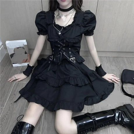 Gothic Women Black Dress - Shoply