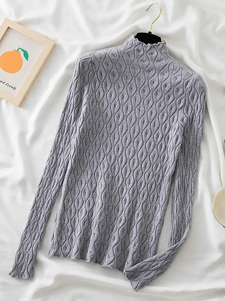 Turtleneck Autumn Winter Warm Pullover Slim Tops Knitted Sweater - Shoply