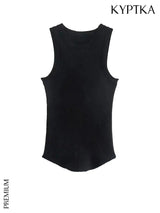 Ribbed Fitted Knit O Neck Sleeveless - Shoply