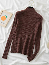 Turtleneck Autumn Winter Warm Pullover Slim Tops Knitted Sweater - Shoply