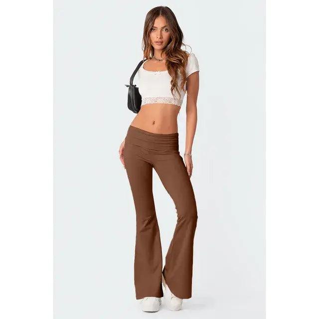 Solid Flare Pants - Shoply