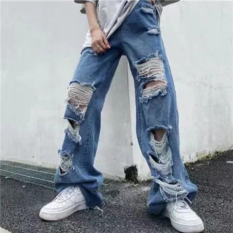 High Waist Ripped Jeans - Shoply