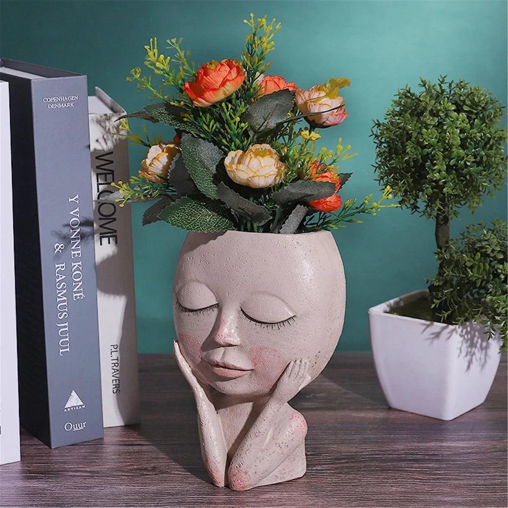 Girls Face Head Flower Planter Succulent - Shoply
