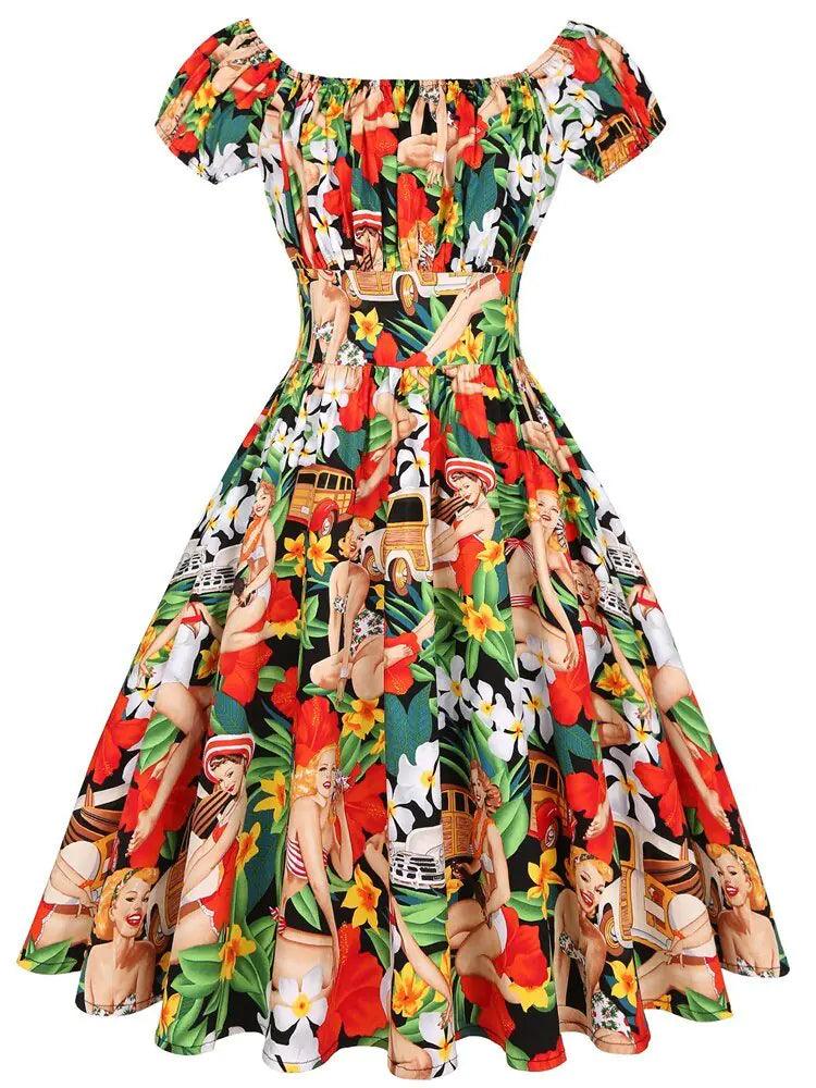 Rockabilly Women Swing Dress, Party Dresses- 50s 60s - Shoply
