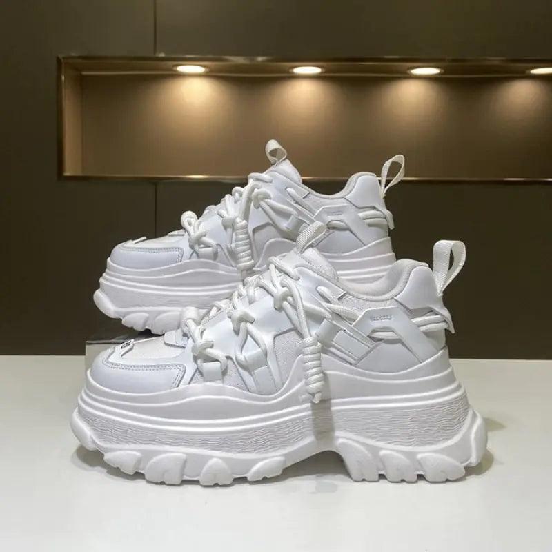 Lace Up Muffin Thick Sole Women Sneakers - Shoply