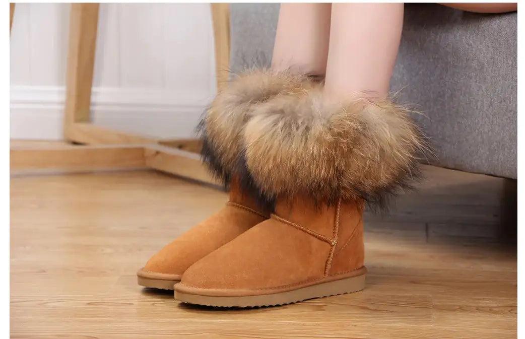 Women's Fox Fur Snow Boots - Shoply