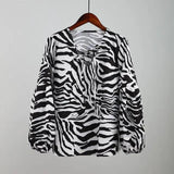 Zebra V-neck Women Blouse - Shoply