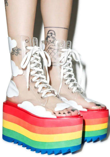 Rainbow Thick Bottom Fashion Boots - Shoply