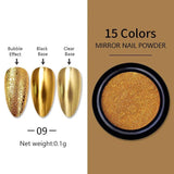 Mirror Nail Art Pigment Powder Nail Glitters Metallic Color Nail Art UV Gel Polishing Rose Gold Silver Decoration - Shoply