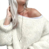 Women's Chunky Knitted Fluffy Pullover Tops - Shoply