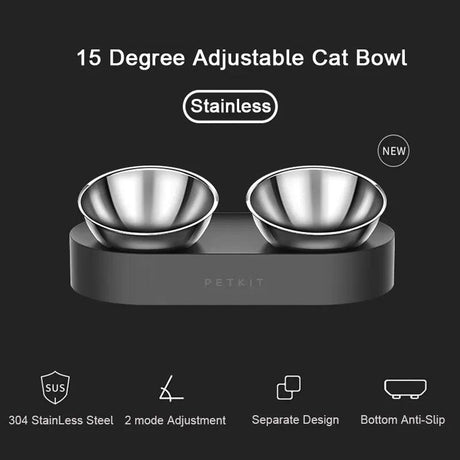 PetKit Stainless Steel Pet Adjustable Double Feeder Bowls - Shoply
