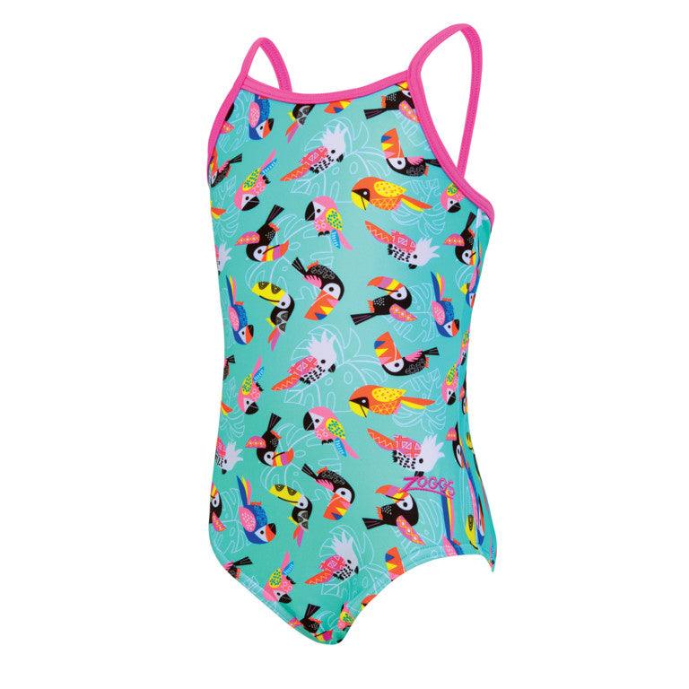Zoggs Girls Chirpee Yaroomba Floral One Piece Swimsuit - Shoply