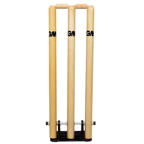 GM Spring Cricket Stumps Set of 3 Stumps & 2 Bails (With Iron Base) - Mill Sports 